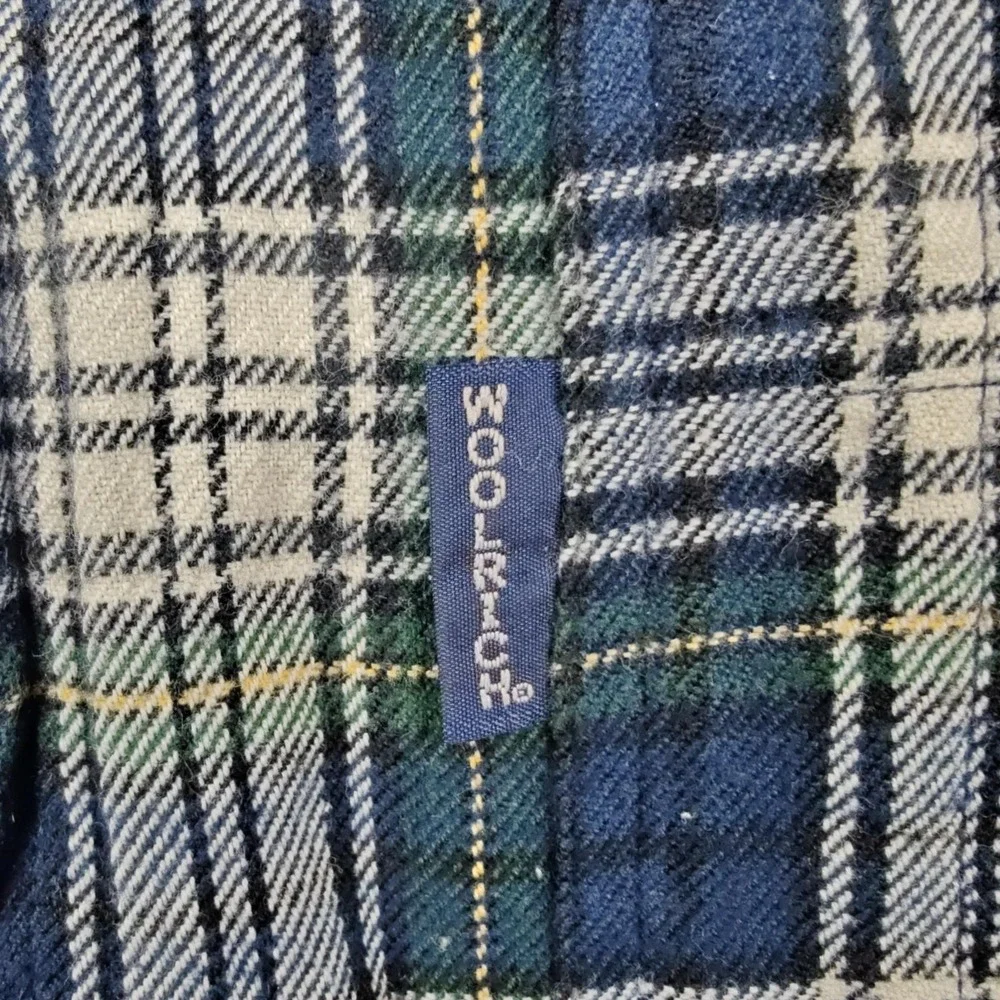 Woolrich Flannel Shirt Mens Medium Blue Plaid Cotton Long Sleeve Button‎ Casual